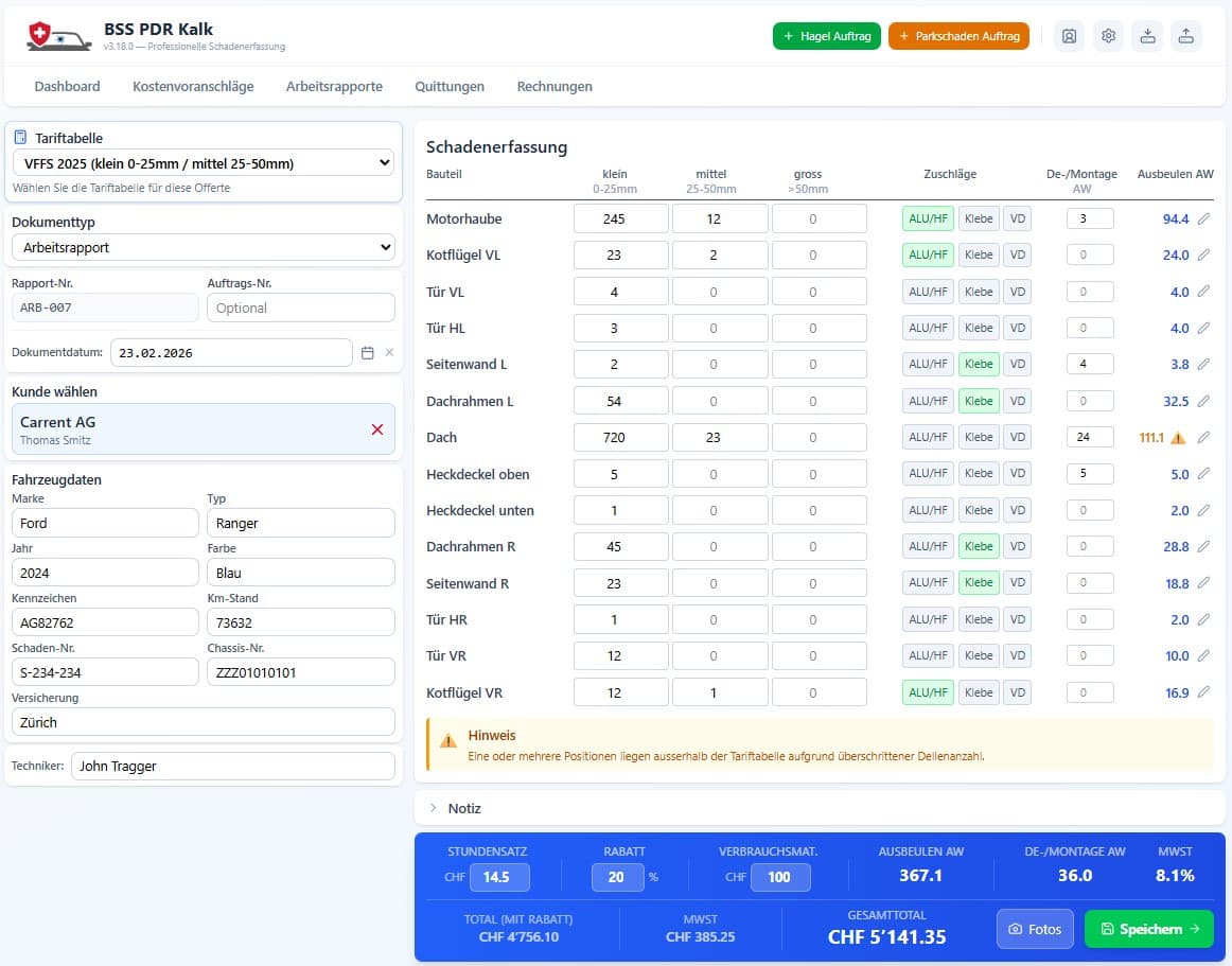 Hagelschaden-Erfassung