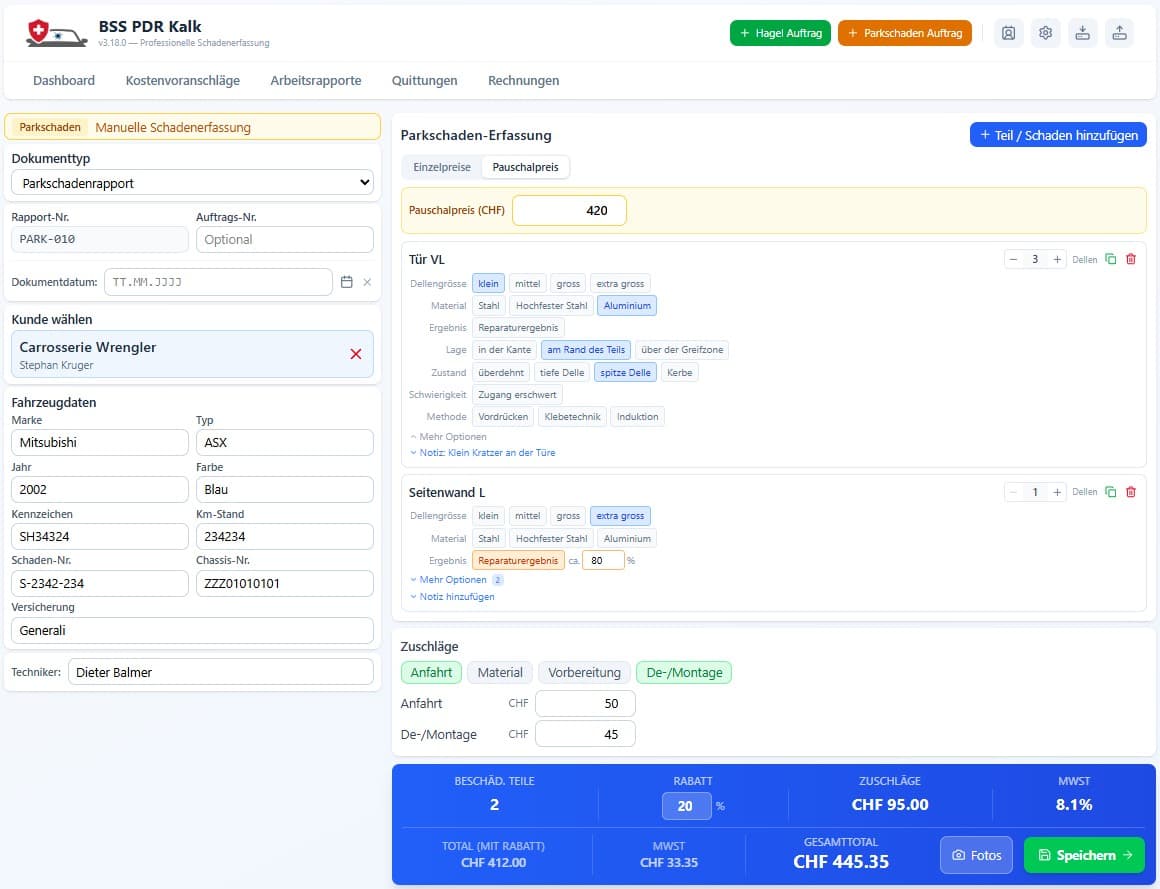 Parkschaden — Pauschalpreis